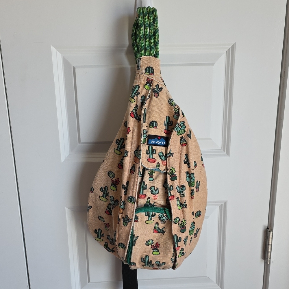 Kavu Cactus Print Rope Canvas Sling Bag